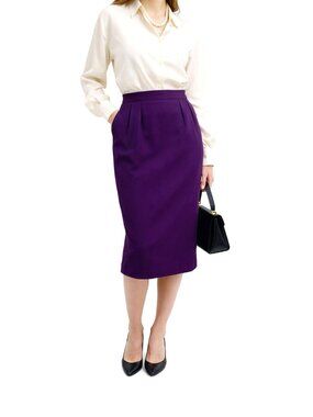 Vintage Christian Dior Worsted Wool Pleated Skirt